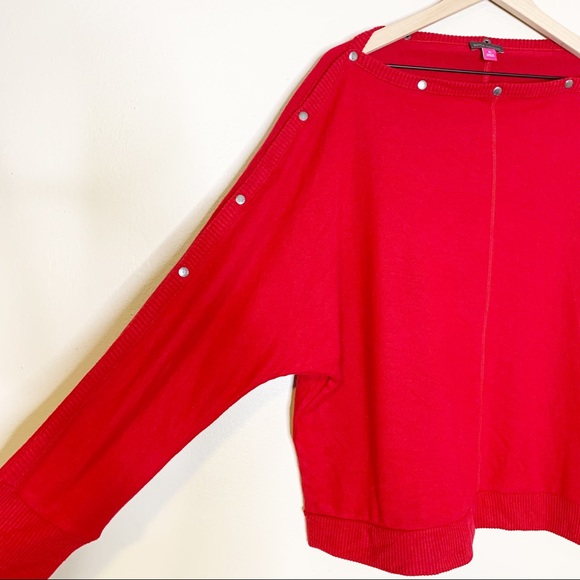NWT Vince Camuto Red Snap Button Trim Dolman Sleeve Sweater XL - Picture 7 of 12